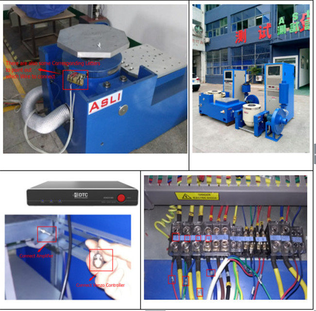 Horizontal vibration test equipment with air cooling — detail view
